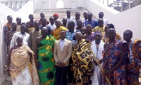 Central Regional Minister, Kwamena Duncan in a group picture with traditional authorities