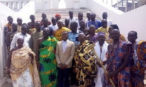 Central Regional Minister, Kwamena Duncan in a group picture with traditional authorities