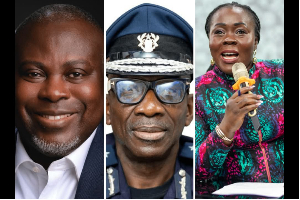 L-R GRA boss Anthony Kwasi Sarpong, Customs boss Aaron Kanor, GRA Technical Adviser, Elsie Appau-Klu
