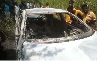The burnt car was spotted along the  Tetrefu-Homabenase road