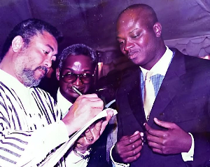 An old photo of JJ Rawlings with Kojo Bonsu