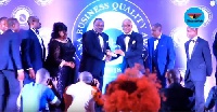 Dan Kofi Okudzeto receiving an award at the Ghana Business Quality Awards