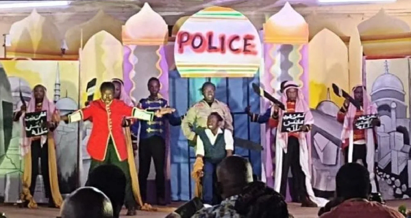 The play, pictured during a previous performance, mirrors some of Kenya's pressing problems