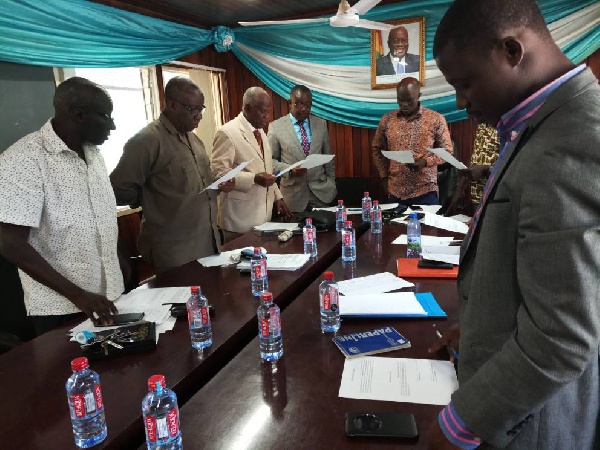 Members of the Landing Site Committee taking their oath of office