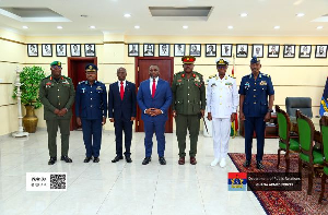 Minister of Defence Gilbert Adjei (fourth from left) in a photo with army chiefs