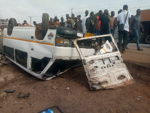 Remains of the bus after the accident