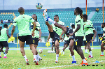 Fans attend Black Stars' first training session at the Univeristy of Ghana Stadium