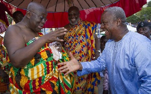 President Mahama in an handshake with Nana Addo