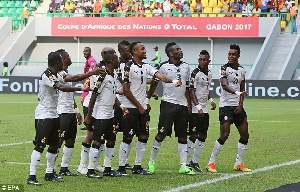 Black Stars jubilating on the pitch