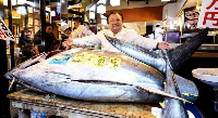 Kiyoshi Kimura, whose company won the tuna auction, is a familiar figure at the annual event
