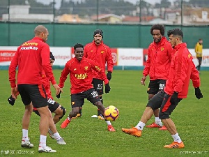 Lumor Agbenyenu with his team mates