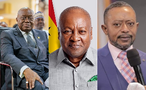Owusu Bempah (M) says he changed the 2020 election results to favor Akufo-Addo (L)