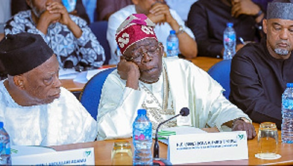 Bola Tinubu captured sleeping at a meeting