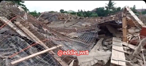 A screenshot from the collapsed building