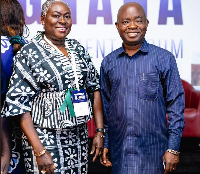 Sampson Ahi is the Deputy Minister of Trade, (R) in a photograph with other official