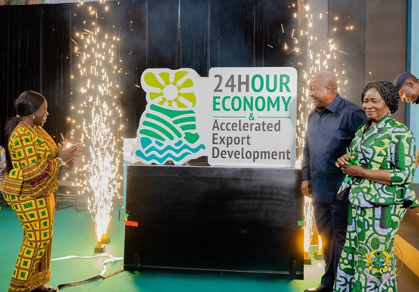 President John Dramani Mahama and Veep Professor Opoku-Agyemang at the launch of 24-HR+