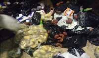 Some of the kola nuts and other items seized by authorities at the Hajj Village in Tamale