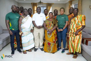 Chiefs and queen mothers of Western Nzema Traditional Council in a pose with Dr Toni Aubynn