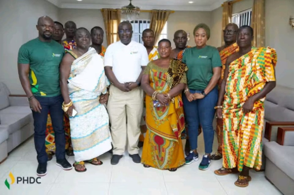 Chiefs and queen mothers of Western Nzema Traditional Council in a pose with Dr Toni Aubynn