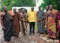 Alan Kyerematen (M) in a group picture with some chiefs of Asante Akim Agogo