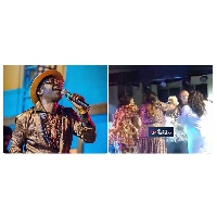 Amakye Dede and wife captured during the performance