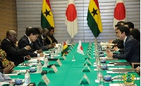 President Akufo-Addo at a joint press conference with the Prime Minister of Japan and his government