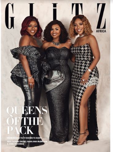 Yvonne, Nana Ama and Joselyn on the cover of Glitz magazine