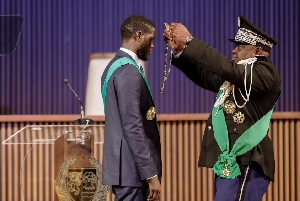 Bassirou Diomaye Faye (L)  during his inauguration
