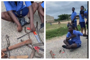 Some students of Winneba Technical Insitute openly displaying weapons