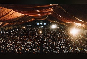 People gathered at the Fantasy Dome