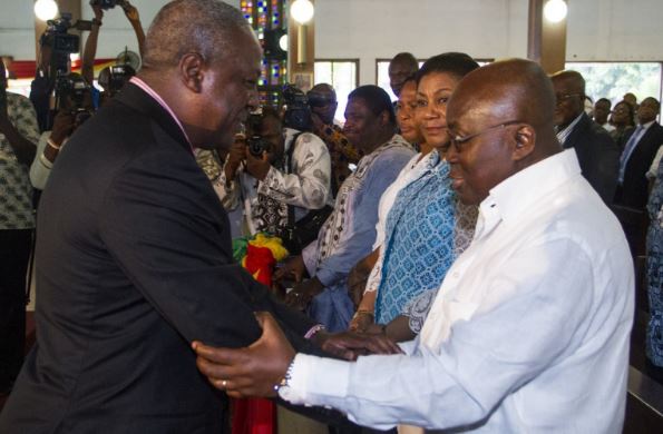 Nana Addo shakes hands with President Mahama