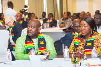 Minister of Trade, Agribusiness and Industry, Elizabeth Ofosu-Adjare (R)