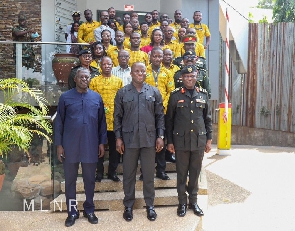 Samuel A. Jinapor with the leadership and staff of Ghana Boundary Commission