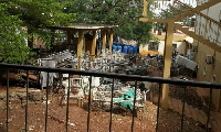 Abandoned broken hospital beds rusting away