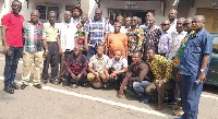 Representatives of some transport unions in a group picture at the Kumasi Metropolitan Assembly