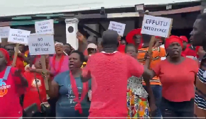 Aggrieved NDC supporters in Effutu demonstrating against the nomination of Rev Atta Mensah as MCE