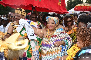 The Ewe Queen of Chicago, Mama Hilda Adjaho Kuevi arriving at Ghanafest