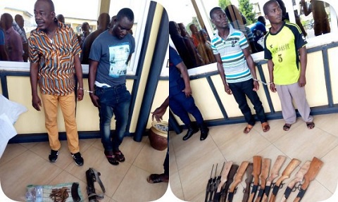 Two of the three arrested for illegally dealing in arms and the two being held for gun manufacturing