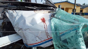 Stock photo of a crashed car