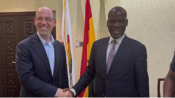 A photo of Google Vice President Doron Avni and Education Minister Haruna Iddrisu