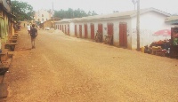 Row of stores fronting the town