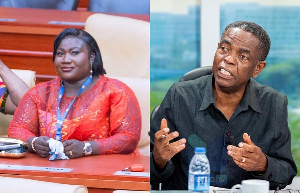 MP for Trobu, Gloria Owusu (L) and veteran journalist Kwesi Pratt Jnr (R)