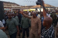 President John Dramani Mahama with others during a tour