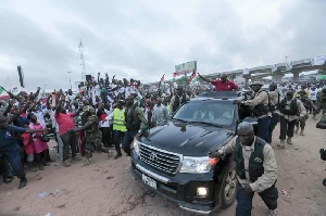 President John Mahama arriving at Mallam Junction