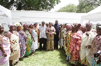 First Lady, Mrs Rebecca Akufo-Addo in a group photograph with the Queen mothers of GA