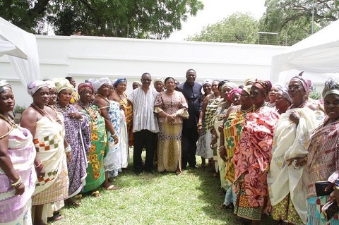 First Lady, Mrs Rebecca Akufo-Addo in a group photograph with the Queen mothers of GA