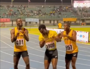 Saminu and other 4x100 relay team athletes were spotted dancing at the UG Stadium