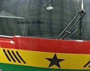 Screenshot of crack on train windscreen from the impact of stone thrown at it.