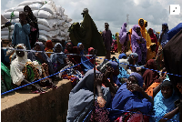 Beneficiaries from different Internally Displaced Persons camps wait to receive support