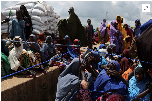 Beneficiaries from different Internally Displaced Persons camps wait to receive support